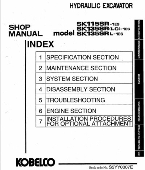Product picture kobelco sk115sr 1es sk135srlc 1es sk135srl workshop manual