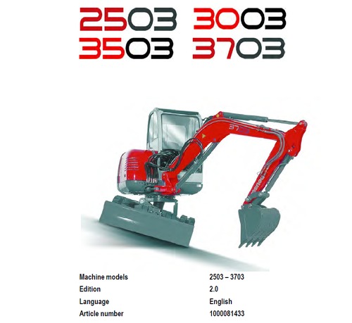 Product picture Neuson 2503 3003 3503 3703 Compact Excavator Service manual