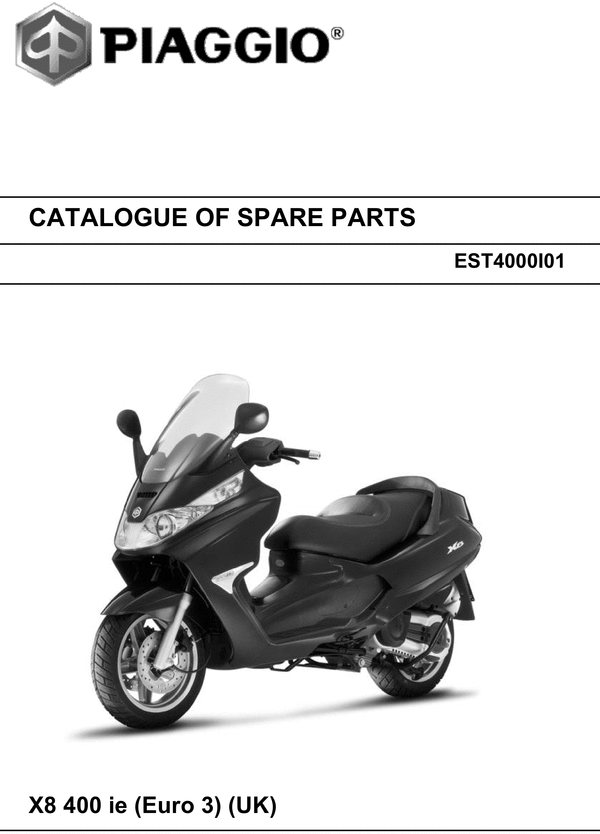 Product picture Piaggio X8 400 Euro 3 Catalogue of Spare Parts manual 