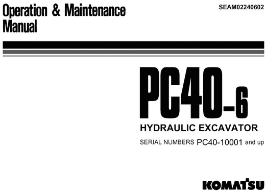 Product picture komatsu pc40-6 operation maintenance manual download