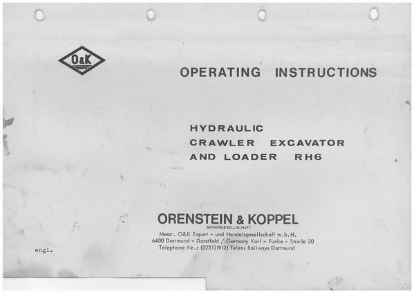 Product picture o& k hydraulic crawler excavator RH6 operating instructions