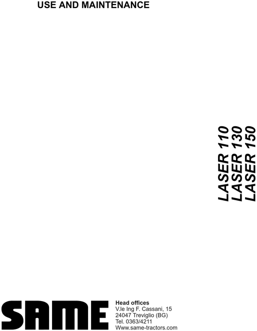 Product picture Same LASER 110LASER 130LASER 150 USE AND MAINTENANCEH manual