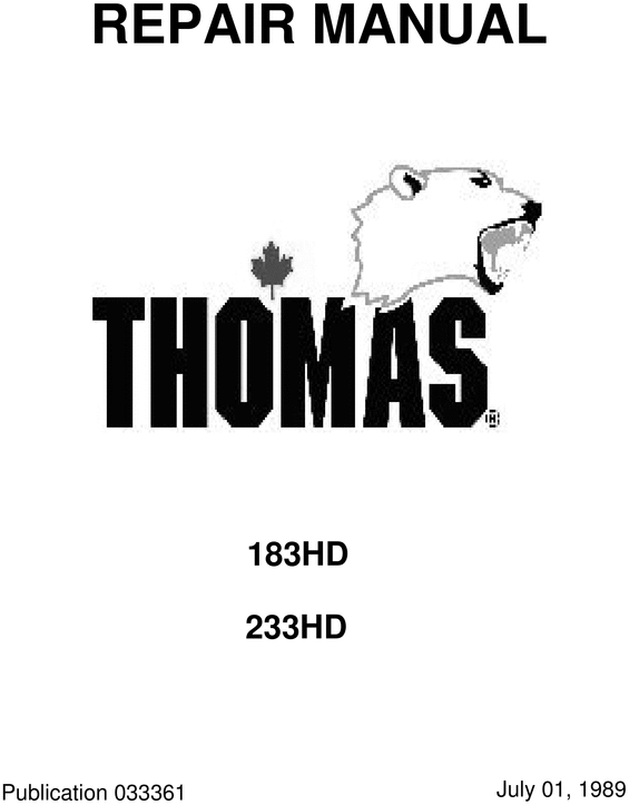 Product picture Thomas model T183HD and T233HD loaders repair manual